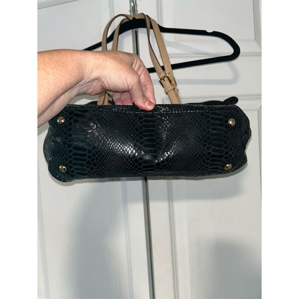 Michael Kors Black Python Embossed Leather Should… - image 5